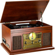 Eyesen M506 Bluetooth Belt Drive Turntable With Accessories Included, Mahogany