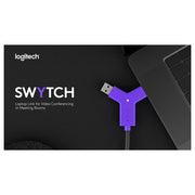 Logitech Swytch Laptop Link for Meeting Rooms, USB Type A and C, DisplayLink Plug-and-Display, 60W Power Delivery, Graphite, 952-000009