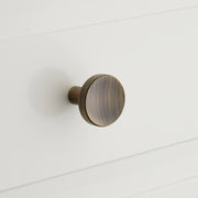 SIGNATURE HARDWARE 465138 1 LARS SOLID BRASS ROUND CABINET KNOB ANTIQUE BRASS
