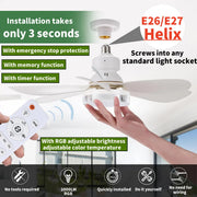 DNXNIAIFY Ceiling Fan with Light, 20.5 in ABS Crystal Blades, Multi-Color RGB LED, White
