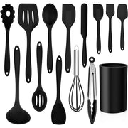 Walchoice 14 Pcs Cooking Utensils Set with Holder, Black