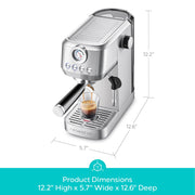 CASABREWS 3700GENSE-US-CAS-SIL-58mm 3700Gense 20 Bar Espresso Machine and Coffee Maker with Milk Frother, Silver