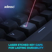 Adesso EasyTouch 1200 Mechanical Keyboard, Mini, Wired Wireless Bluetooth, Multi-OS Layout, RGB Backlit, Red Switch, Hot-Swappable, VIA Programmable, Copilot AI Hotkey