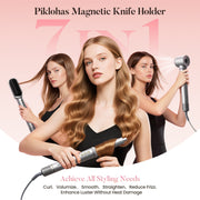 Easywave 7 in 1 Hair Styler and Dryer Brush Set with Ionic Technology, High-Speed 110000 RPM, Auto-Wrap Curlers, Volumizer, Straightener, Diffuser, Heat-Resistant Glove, Travel Case