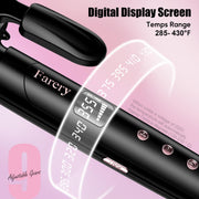 Farery 2 Inch Large Barrel Hair Curling Iron, Oil-Infused Ceramic, 9 Heat Settings, Lightweight, Black