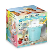 Nostalgia NPICMPRLWM4AQ 4-Quart Electric Parlor-Style Ice Cream Maker, Aqua