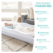 Regalo Inflatable Toddler Travel Bed, Twin XL, Two-Sided Safety Rail Bumpers, Gray PVC Mattress with Air Pump and Carry Bag, Ages 2-5, 5100 DS
