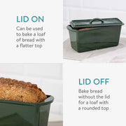 Navaris Cast Iron Bread Loaf Pan with Lid, Green, 13-3/8 in x 5-1/8 in x 5-1/8 in