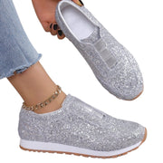 International selection Women's Sequin Casual Sneakers, Size: 9 US W(43), Silver