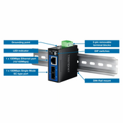 TRENDnet TI-PG62B 6-Port Industrial Gigabit PoE+ DIN-Rail Network Switch