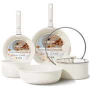 Carote ICE-C03332 13-Pieces Nonstick Cookware Sets, Pots and Pans with Detachable Handles, White