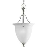 Progress Lighting P3793-09 1-Light Inverted Pendant with White Etched Glass, Brushed Nickel