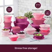 Tupperware Heritage Food Storage Containers, 36-Piece Set, Vintage Pink, BPA-Free, Dishwasher Safe