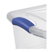 Sterilite 1924-04 Small Latching Storage Bin, 15 Quart Clear Plastic Storage Container with Latch Lid, Blue, 10 Pack
