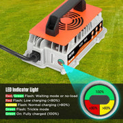 DUOYI 48V 18A Automatic Lead Acid Golf Cart Battery Charger, Smart Fast Charging, IP67 Waterproof, Aluminum Body, 16ft Cord, MMT636