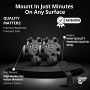 HangSmart No Stud TV Mount, Supports Up to 115 lbs, Fits Up to 100 in TVs, Flexible Nylon, Color-Coded Guide, Includes Nails and Screws