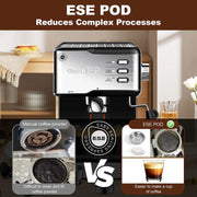 Geek Chef 20B 1.5L Water Tank Stainless Steel Espresso Machine