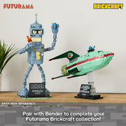 Brickcraft Futurama Planet Express Ship Brick Building Kit, 382 Pieces, Green with Metallic Accents, Collectible Display Set