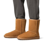Bruno Marc Men's Winter Boots, Suede Upper with 17mm Faux Fur Lining, Slip-Resistant TPR Outsole, Chestnut, Size 8, BMUMSB2501