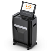 QUIETLEMON Heavy Duty Paper Shredder, Auto Feed 120 Sheets, Manual Feed 8 Sheets, P-4 Micro-Cut Security, 5.3 Gal Pullout Bin, Black, 0850080123