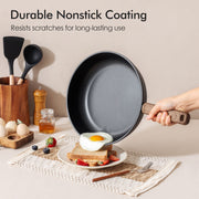 Sensarte Nonstick Ceramic Cookware Set, 24 Pieces, Induction Compatible, Dishwasher Safe, Black and White