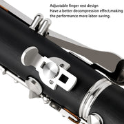 EastRock CLA01 Bb Clarinet, Nickel-Plated Body, Matte Black Finish, 17-Key Boehm System, Dual Replacement Barrels, Hard Case