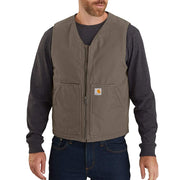 Carhartt Men's Washed Duck Sherpa-Lined Vest, Relaxed Fit, Water-Resistant, Driftwood, Large Tall, 104394-DWD