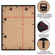 ELSKER&HOME 24x36 Poster Frame 3 Pack, Black MDF Wood with Shatter-Resistant Plexiglass