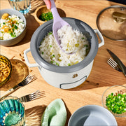 Beautiful 6-Cup Digital Electric Rice and Grain Cooker with Evergood Ceramic Nonstick Pot and Glass Lid, Sage Green, 29156