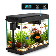 Rechale Smart Fish Tank, 2.4 Gal UHD Clear Glass Aquarium, Smart Touch Control, Silent 3-in-1 Pump, RGB Lights