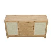 Manhattan Comfort Sheridan Sideboard Cabinet, Mid-Century Modern, Black, Engineered Wood, 59.05 in, Adjustable Shelves, 3 Drawers, 2 Doors, SB-4GLF