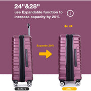 Travelhouse TH6031 Luggage 3 Piece Set Hardshell Lightweight Suitcase with TSA Lock Spinner Wheels 20/24/28 inch Deep Purple
