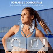 Absoke Portable Neck Fan, Bladeless Hands-Free Personal Cooling Fan, 360 Airflow, 3 Speeds, Rechargeable 4000mAh Battery, White