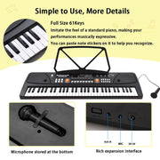 OUTGOO Kids Keyboard Piano, Portable 61-Key Electronic Digital Piano with Built-in Dual Speakers, Microphone, Music Stand, Rechargeable, Black, M9126
