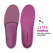 Superfeet All-Purpose Women's High Impact Support Insoles, Berry, High Arch Support, Trim-To-Fit Orthotic Inserts, Size 8.5-10