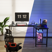 GTRACING GTZ-410-RGB Gaming Desk with RGB Light and Mouse Pad for all age group, Black
