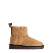 MUK LUKS Women's Truvie Faux Suede Cozy Ankle Bootie, Wide Width, Zip Closure, Beige