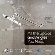 SparkPod Round Rain Shower Head with Adjustable 16in Extension Arm, High Pressure, Polished Chrome, RRSH8+SAE16-C