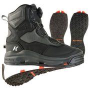 Korkers FB4710-13 DarkHorse Felt/Kling-On Soles Wading Boots for Men - Black/Gunmetal - 13M