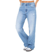 Celebrity Pink Womens Slouchy Wide Leg Jeans, Relaxed Baggy Fit, High-Rise Waist, Light Wash Gray Denim, Size 11, 34 Inseam, J26259HF38WG