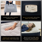 MaisonAir 20in Twin Airbed with Electric Pump, Waterproof, Puncture Resistant, Premium Flocked Top, Durable PVC Sides, INF-0074