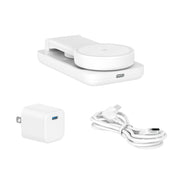 Onn 466 3-in-1 Qi2 Certified Wireless Charging Stand, Foldable Design, White, Includes USB-C Cable and 30W Wall Adapter