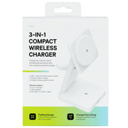 ZSOU 3-in-1 Foldable Magnetic Charging Station for iPhone, Apple Watch, AirPods, White Matte Finish