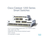 Cisco Catalyst 1200-8FP-2G Smart Managed Network Switch, 8-Port Gigabit Ethernet PoE+ 120W, 2 Combo SFP Uplinks, White