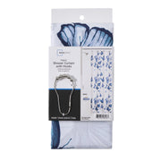Mainstays Butterfly 13 Piece Shower Curtain Set, Blue Butterfly Pattern on White, Polyester Fabric, Grommet Style, 72 x 72 Inches