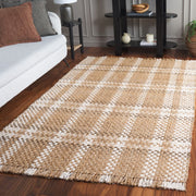 Safavieh Natural Fiber Hudson Geometric Area Rug, Handmade Jute, Natural/Bleach, 6 ft x 9 ft, Flat Woven, NF841A-6