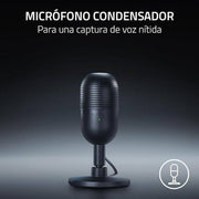 Razer RZ19-05050100-R3U1 Seiren V3 Mini USB Condenser Microphone, Supercardioid Pattern, Tap-to-Mute, Black