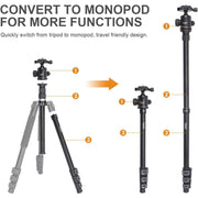 Fooletu Shooting Tripod with Adjustable Height 25-75 in, Aluminum Alloy, Black, Shooting Saddle Clamp, 360 Rotating Ball Head KQ-299+K-1