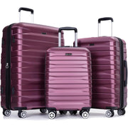 Travelhouse TH6031 Luggage 3 Piece Set Hardshell Lightweight Suitcase with TSA Lock Spinner Wheels 20/24/28 inch Deep Purple