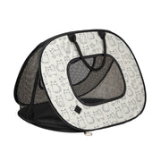SportPet Designs Pop-Open Soft-Sided Cat Carrier, Collapsible, Lightweight, Mesh Ventilation, Secure Zippers, Beige with Cat Print, 20 in, 22128783